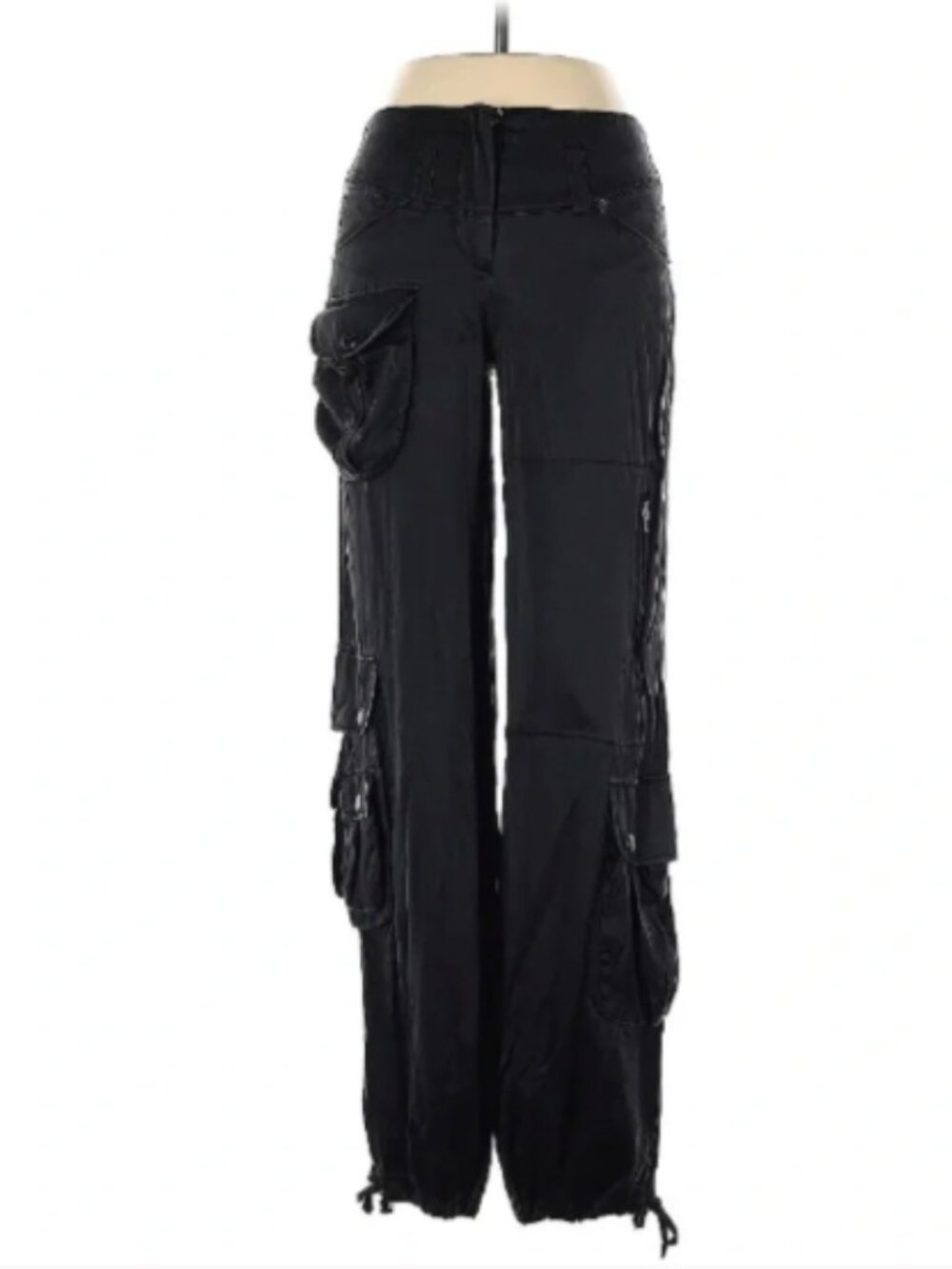 ISO Topshop 100% silk cargo convertible pants, drawstring at ankles, US size 4-6